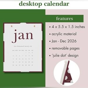 ♠️ Kate Spade 2026 Desktop Calendar - Burgundy and White